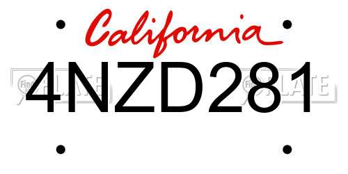 4NZD281 California License Plate