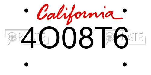 4O08T6 California License Plate