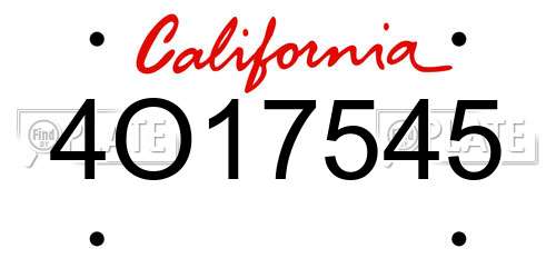 4O17545 California License Plate