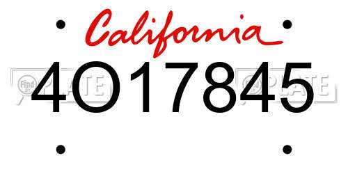 4O17845 California License Plate