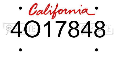 4O17848 California License Plate