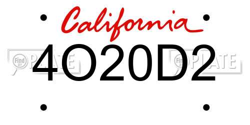 4O20D2 California License Plate