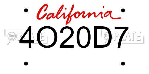 4O20D7 California License Plate