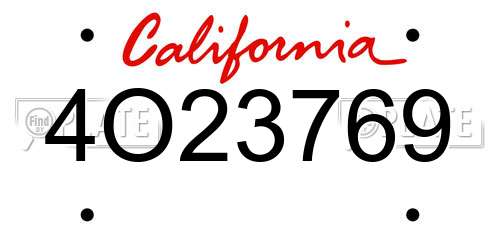 4O23769 California License Plate