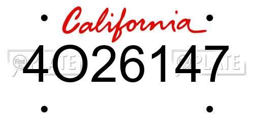 4O26147 California License Plate