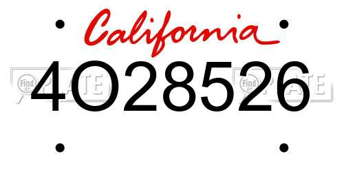 4O28526 California License Plate