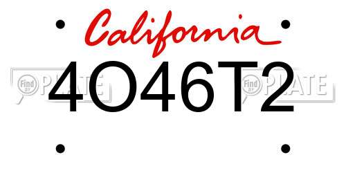 4O46T2 California License Plate
