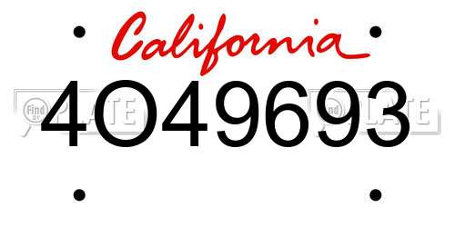 4O49693 California License Plate