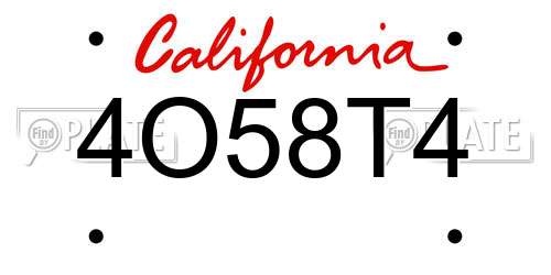 4O58T4 California License Plate