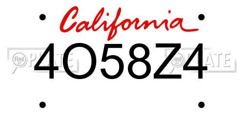 4O58Z4 California License Plate