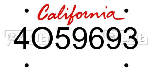 4O59693 California License Plate