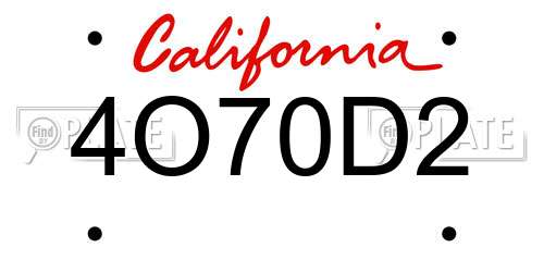4O70D2 California License Plate