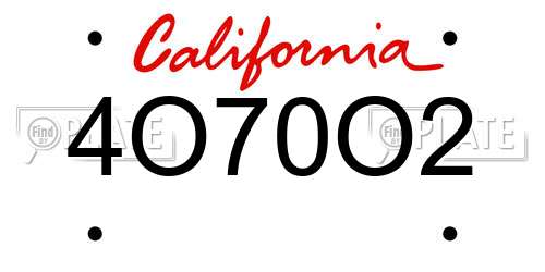 4O70O2 California License Plate