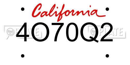 4O70Q2 California License Plate