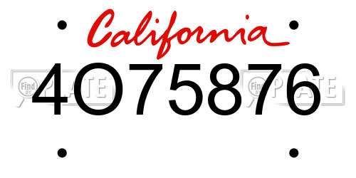 4O75876 California License Plate