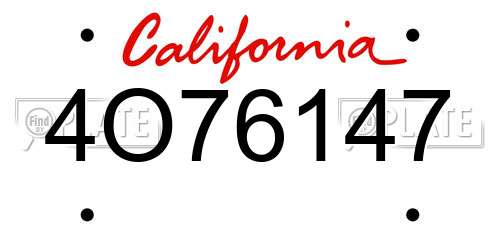 4O76147 California License Plate