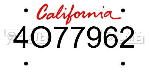 4O77962 California License Plate