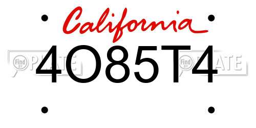 4O85T4 California License Plate