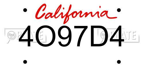 4O97D4 California License Plate