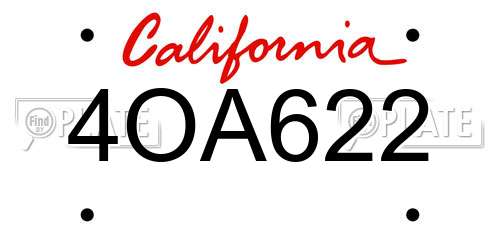 4OA622 California License Plate