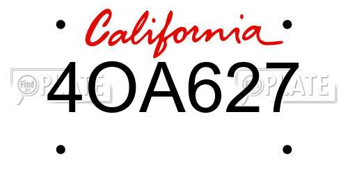 4OA627 California License Plate