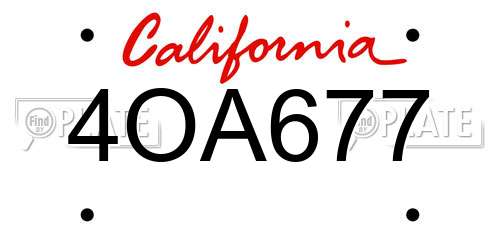 4OA677 California License Plate