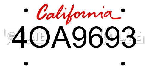 4OA9693 California License Plate