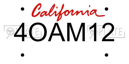 4OAM12 California License Plate