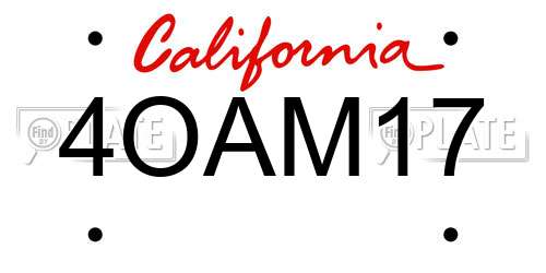 4OAM17 California License Plate