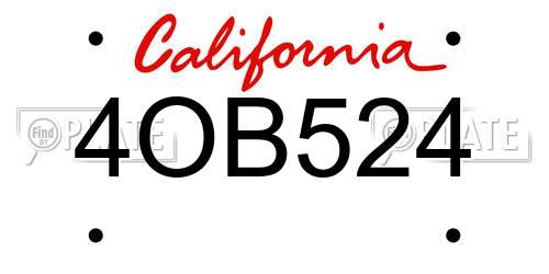 4OB524 California License Plate