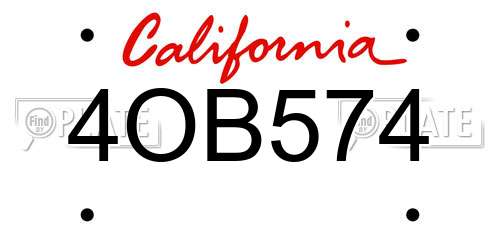 4OB574 California License Plate