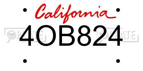 4OB824 California License Plate