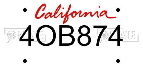 4OB874 California License Plate