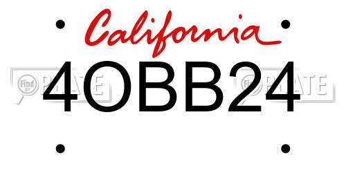 4OBB24 California License Plate