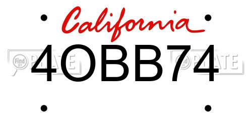 4OBB74 California License Plate