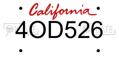4OD526 California License Plate