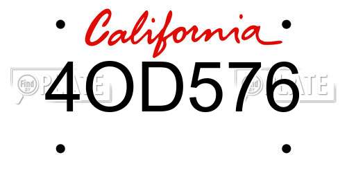 4OD576 California License Plate