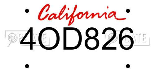 4OD826 California License Plate