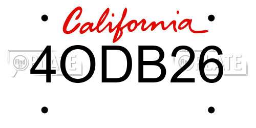 4ODB26 California License Plate