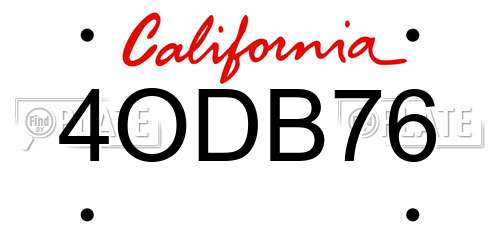 4ODB76 California License Plate