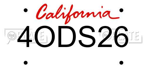 4ODS26 California License Plate
