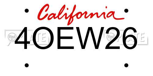 4OEW26 California License Plate