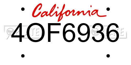 4OF6936 California License Plate