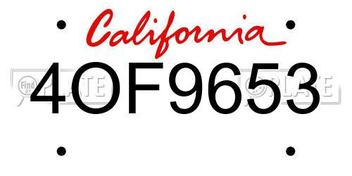 4OF9653 California License Plate