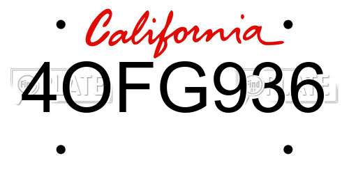 4OFG936 California License Plate
