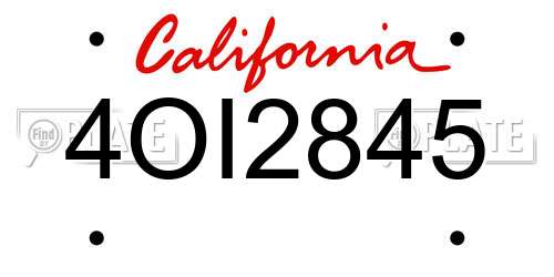 4OI2845 California License Plate