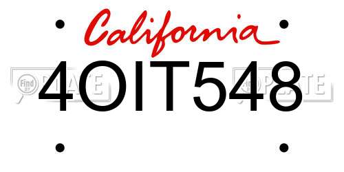 4OIT548 California License Plate
