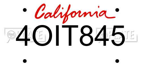 4OIT845 California License Plate