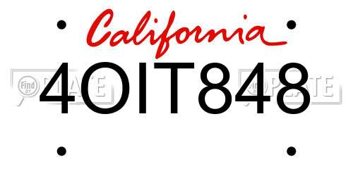 4OIT848 California License Plate