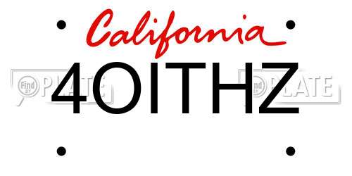 4OITHZ California License Plate